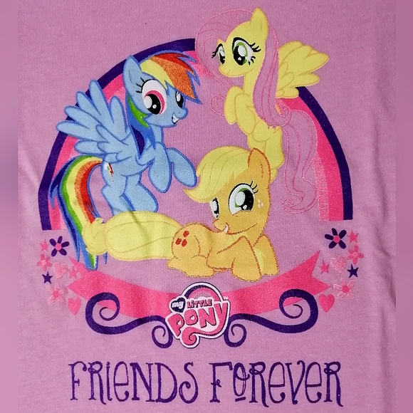 🔥SALE🔥MyLittle Pony Rainbow Dash Fluttershy Apple Jack Girl's T-shirt NWT Sz 3 - Picture 2 of 5